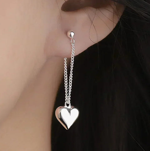 925 Sterling Silver Earrings For Women, Heart Chain Earrings, Hoop Earrings For Women, Wedding Earrings For Her, Anniversary Earrings Gift