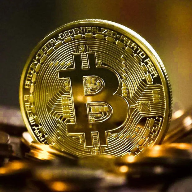 Gold Plated Bitcoin Coin Collectible Bit Coin Art Collection Gift Physical, Commemorative Casascius Bit BTC Metal Antique Imitation