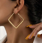 2023 Fashion Gold Color Big Square Hoop Earrings For Women And Exaggerated Metal Earrings