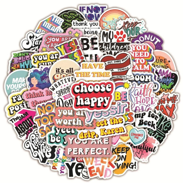 50pcs Inspirational Stickers, Vision Board Motivational Stickers for Adults Teens Students, Quote Stickers, Teachers Aesthetic Decals Gift