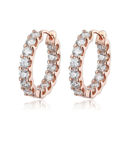 18k Plated Total 2.6CT Full Moissanite Hoop Earring for Women