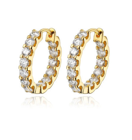 18k Plated Total 2.6CT Full Moissanite Hoop Earring for Women