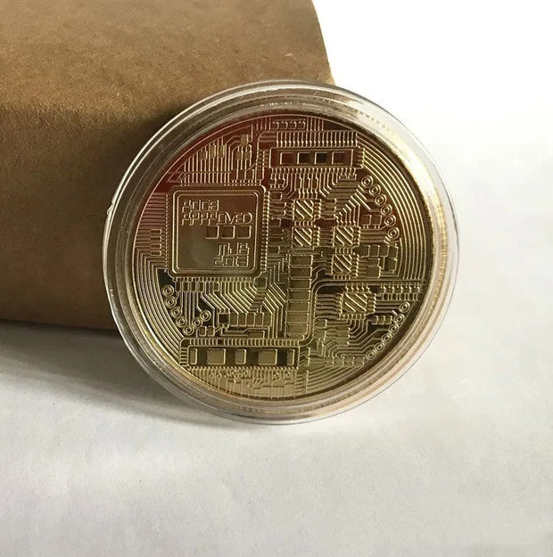 Gold Plated Bitcoin Coin Collectible Bit Coin Art Collection Gift Physical, Commemorative Casascius Bit BTC Metal Antique Imitation