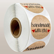 100-500pcs Vintage Kraft Paper Stickers & Handmade With Love Stickers