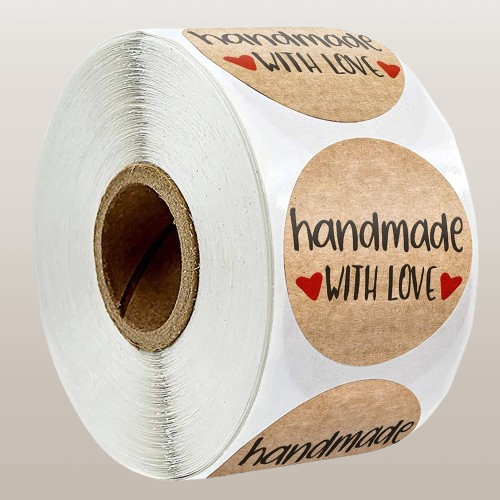 100-500pcs Vintage Kraft Paper Stickers & Handmade With Love Stickers