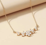 Fashion Cubic Zirconia Flower Pendant Necklace For Women, Gold Color Charm Choker, Bridal Wedding Party Jewelry, Fine Fashion Jewelry Gift