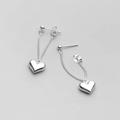 925 Sterling Silver Earrings For Women, Heart Chain Earrings, Hoop Earrings For Women, Wedding Earrings For Her, Anniversary Earrings Gift