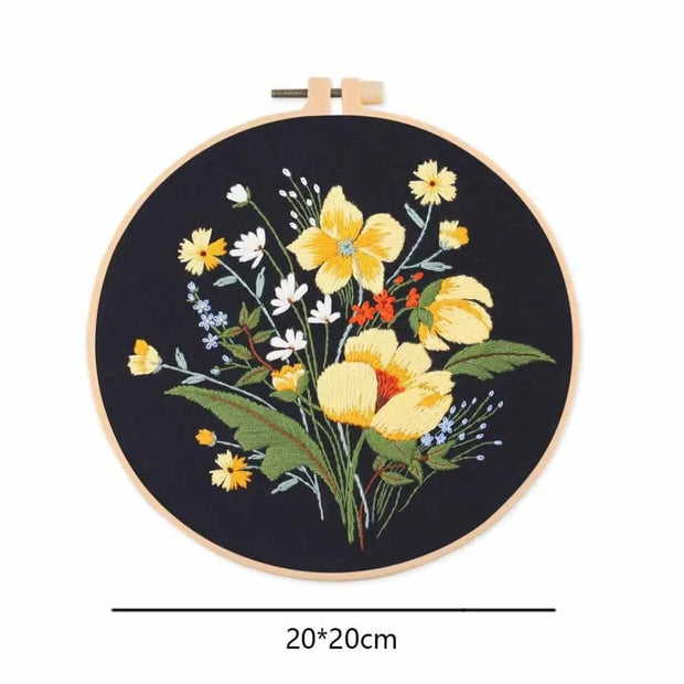 Embroidery Kit For Beginner, Floral Embroidery Full Kit with Needlepoint Hoop, Modern Crewel Embroidery Kit with Pattern, DIY Craft Kit