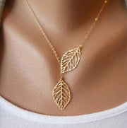 New Fashion Double Leaves Women Necklace, Leaf Pendant Necklace, Women Fashion Jewelry, Clavicle Necklace, Leaf Charm Necklace, Gift for Her