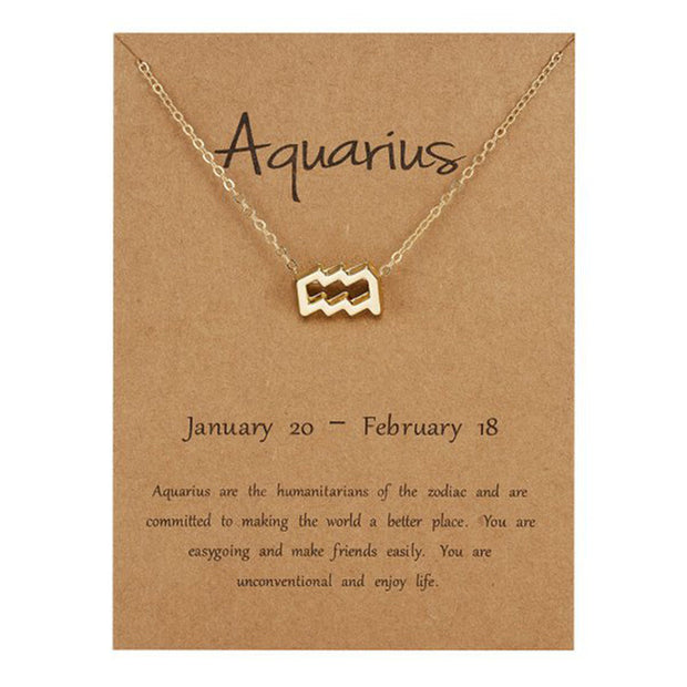 Zodiac Sign Pendant Necklace for Women 12 Constellation Jewelry Choker Charm Silver Color Chain Birthday Card Gift Female Collar