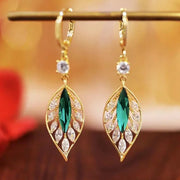 New Fashion Crystal Leaf Tassel Drop Earrings For Women, Cubic Zirconia Dangle Earring, Leaf Design Jewelry, Wedding Jewelry Gifts For Women