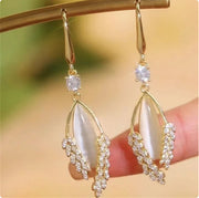 New Fashion Crystal Leaf Tassel Drop Earrings For Women, Cubic Zirconia Dangle Earring, Leaf Design Jewelry, Wedding Jewelry Gifts For Women