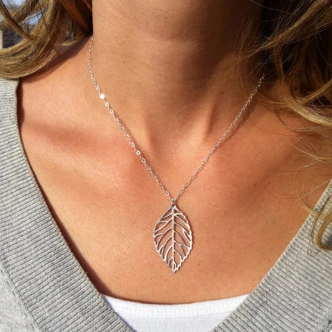 New Fashion Double Leaves Women Necklace, Leaf Pendant Necklace, Women Fashion Jewelry, Clavicle Necklace, Leaf Charm Necklace, Gift for Her