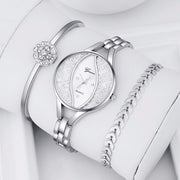 Women'S Diamond Wristwatch Bangle Bracelet Jewelry Set Analog Quartz Wrist Watch for Ladies