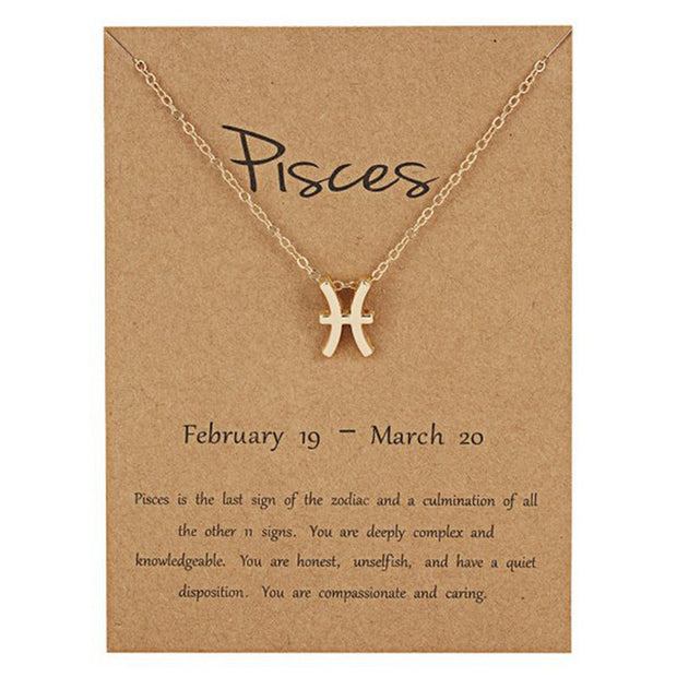 Zodiac Sign Pendant Necklace for Women 12 Constellation Jewelry Choker Charm Silver Color Chain Birthday Card Gift Female Collar