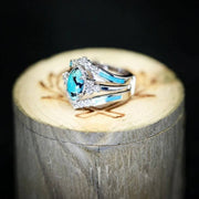 Retro Diamonds Turquoise Three-piece Ring Set