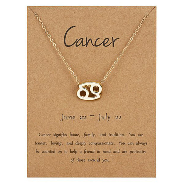 Zodiac Sign Pendant Necklace for Women 12 Constellation Jewelry Choker Charm Silver Color Chain Birthday Card Gift Female Collar