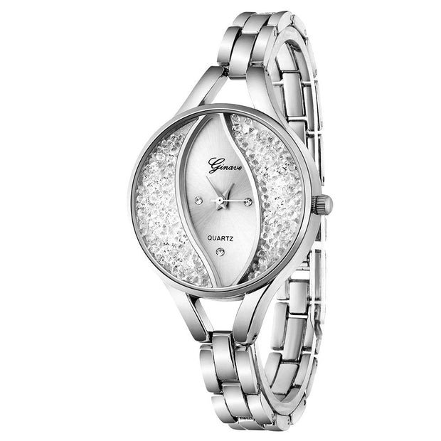 Women'S Diamond Wristwatch Bangle Bracelet Jewelry Set Analog Quartz Wrist Watch for Ladies