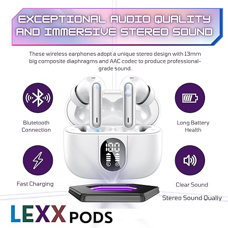 Bluetooth Headphones True Wireless Earbuds 60H Playback LED Power Display Earphones with Wireless Charging Case IPX5 Waterproof