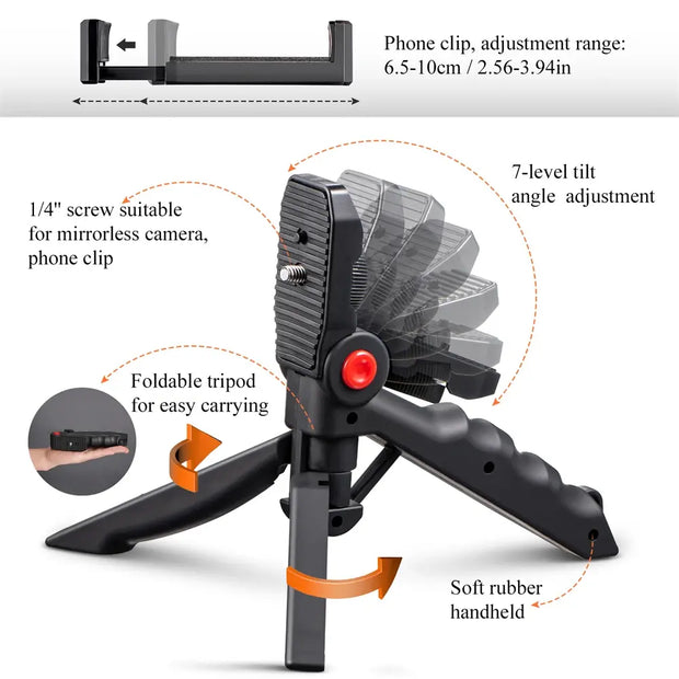 Vlogging Kit, Smartphone Video Kit V1+ Vlogging Kit with Tripod, Grip, Shotgun Microphone, LED Light and Wireless Remote - YouTube Equipment Compatible with iPhone, Android Samsung Galaxy, Note - Vlogging Gear