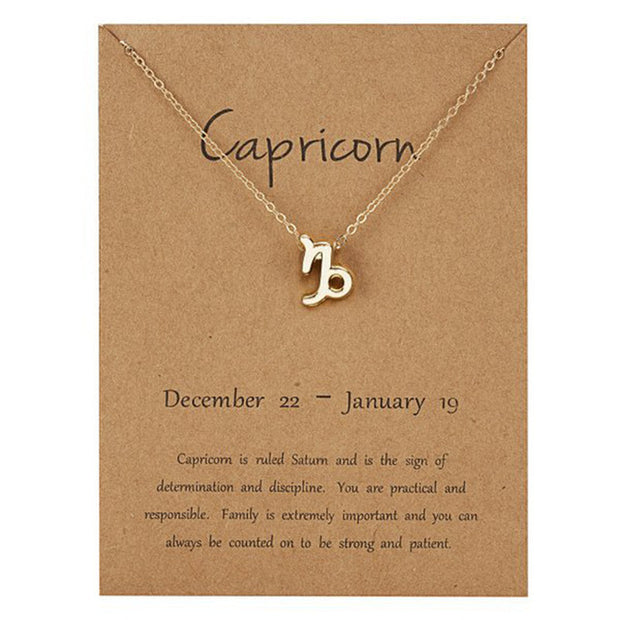 Zodiac Sign Pendant Necklace for Women 12 Constellation Jewelry Choker Charm Silver Color Chain Birthday Card Gift Female Collar