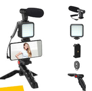 Vlogging Kit, Smartphone Video Kit V1+ Vlogging Kit with Tripod, Grip, Shotgun Microphone, LED Light and Wireless Remote - YouTube Equipment Compatible with iPhone, Android Samsung Galaxy, Note - Vlogging Gear