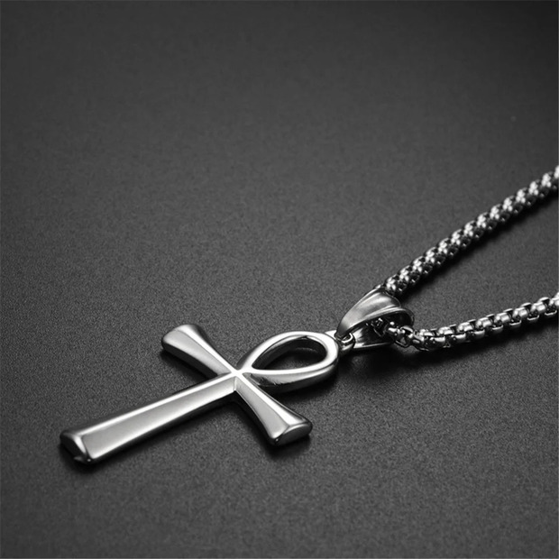 Ancient Egypt Ankh Cross Charm Pendant Gold Silver Color Stainless Steel Amulet Necklaces For Women, Men Egyptian Jewelry Gift, Gift For Her