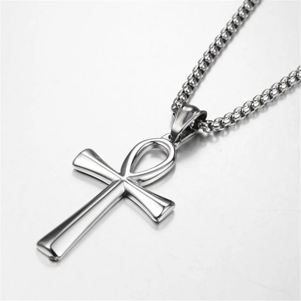 Ancient Egypt Ankh Cross Charm Pendant Gold Silver Color Stainless Steel Amulet Necklaces For Women, Men Egyptian Jewelry Gift, Gift For Her