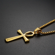 Ancient Egypt Ankh Cross Charm Pendant Gold Silver Color Stainless Steel Amulet Necklaces For Women, Men Egyptian Jewelry Gift, Gift For Her