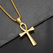 Ancient Egypt Ankh Cross Charm Pendant Gold Silver Color Stainless Steel Amulet Necklaces For Women, Men Egyptian Jewelry Gift, Gift For Her