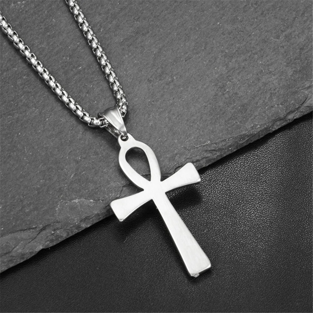 Ancient Egypt Ankh Cross Charm Pendant Gold Silver Color Stainless Steel Amulet Necklaces For Women, Men Egyptian Jewelry Gift, Gift For Her