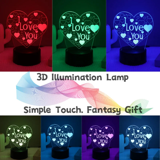 3D Acrylic Kids Bedside LED I Love You Table Lamp, Children's Night Light, Heartfelt Glow Lamp, Bedroom Decor For Kids, Perfect Birthday Gift for Girls and Boys