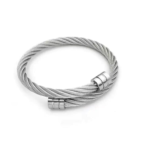 Crainoc Titanium Steel Bracelet & Adjustable Woven Steel Wire