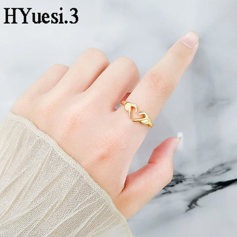 I Love You Forever Heart Claddagh Rings Couples Adjustable Open Finger Ring For Women Men Valentine'S Day Friendship Jewelry