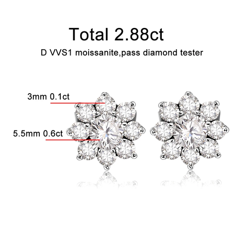 Moissnaite Diamond Earring For Women & 925 Sterling Sliver