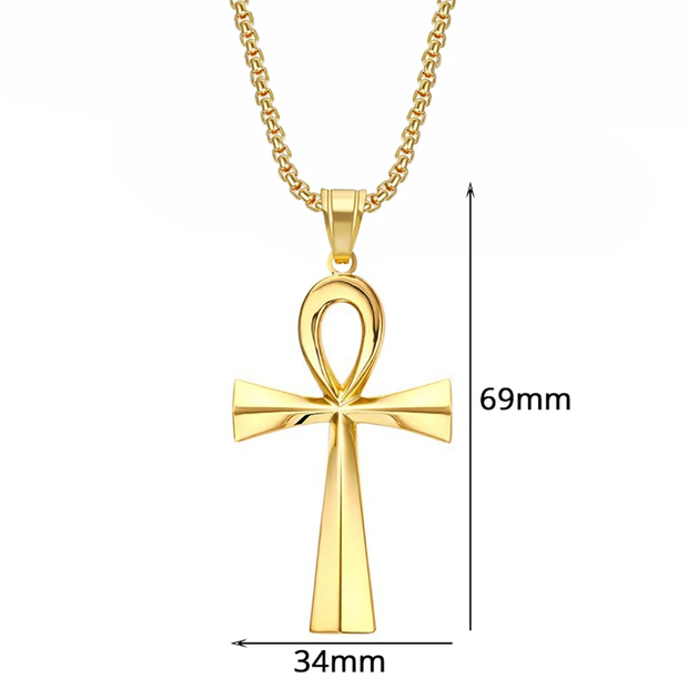 Ancient Egypt Ankh Cross Charm Pendant Gold Silver Color Stainless Steel Amulet Necklaces For Women, Men Egyptian Jewelry Gift, Gift For Her