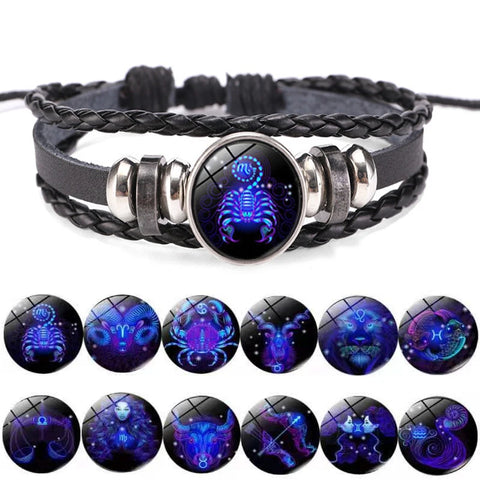 12 Zodiac Signs Constellation Charm Luminous Bracelet Men Women Fashion Multilayer Weave leather Bracelet & Bangle Birthday Gift