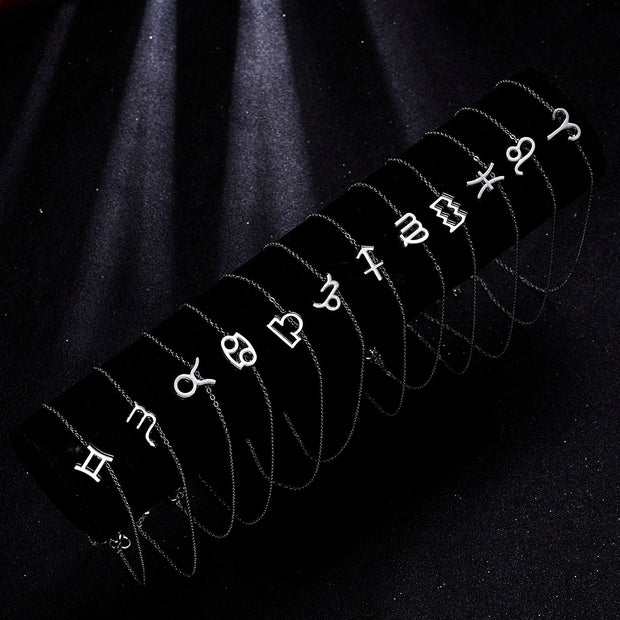 Zodiac Sign Pendant Necklace for Women 12 Constellation Jewelry Choker Charm Silver Color Chain Birthday Card Gift Female Collar