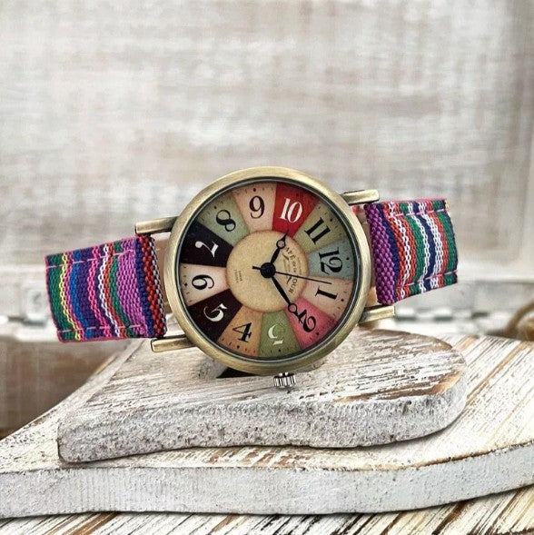 Multicolor Rainbow Pattern Multicolor Dial Ladies Watch